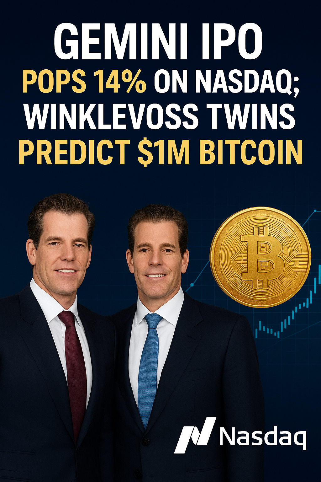 Gemini IPO Pops 14% on Nasdaq; Winklevoss Twins Predict $1M Bitcoin